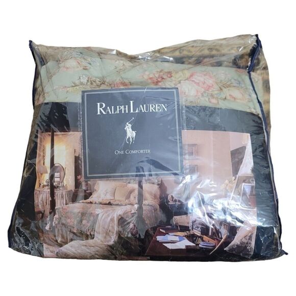 Ralph Lauren Twin Comforter Bedding Charlotte Sage Green Floral Flowers VTG RARE - Picture 1 of 13